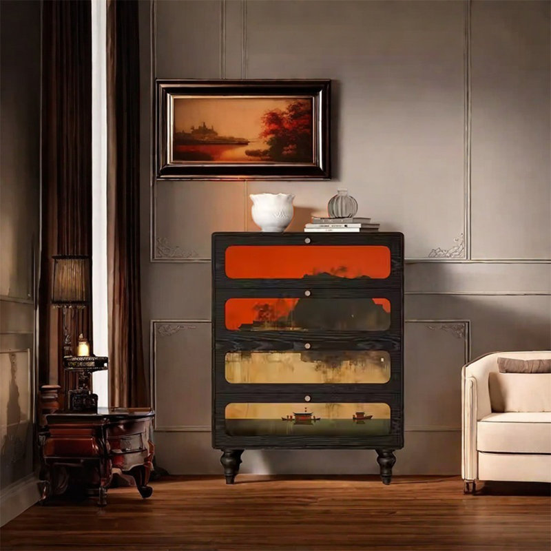 Armoire en frêne avec plusieurs tiroirs