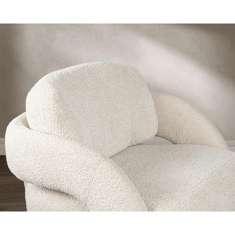 Salino Upholstered Fabric Lounge Accent Chair, Natural Polyester