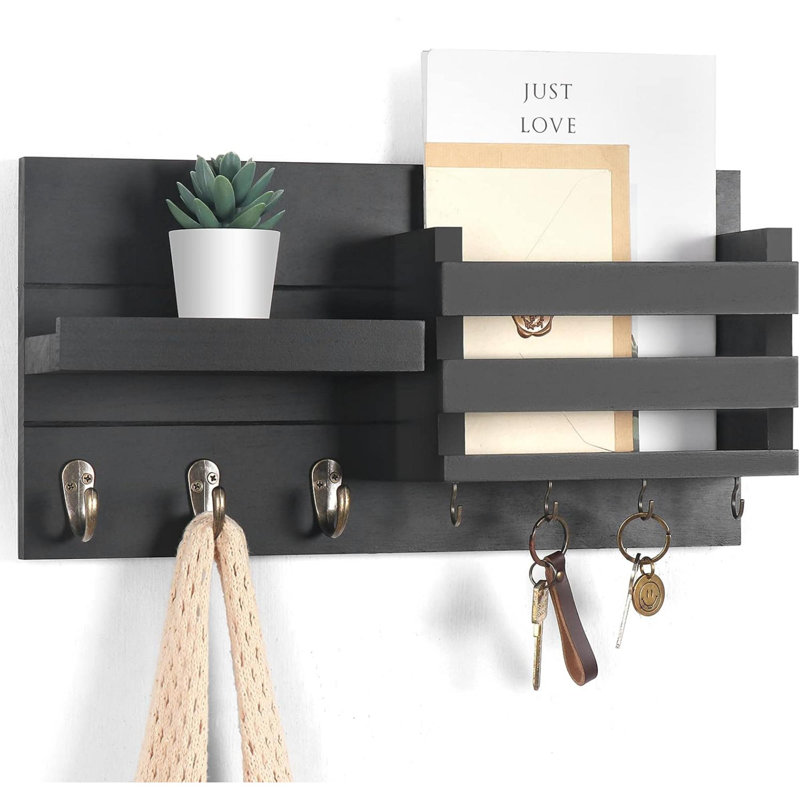 Organisateur de courrier mural et porte-clés avec tablette Rustic