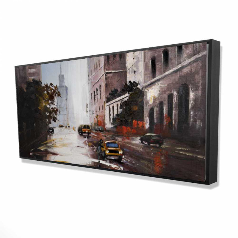 Morning street scene - Contemporary framed canvas for decor