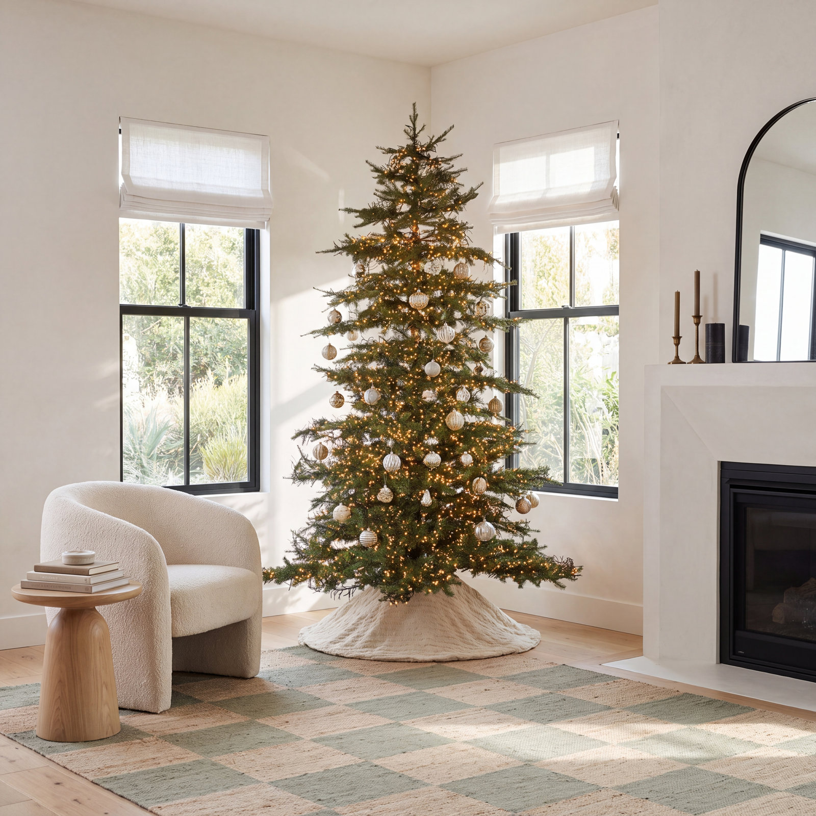 White 7.5' Pre-Lit Pine Christmas Tree (672)
