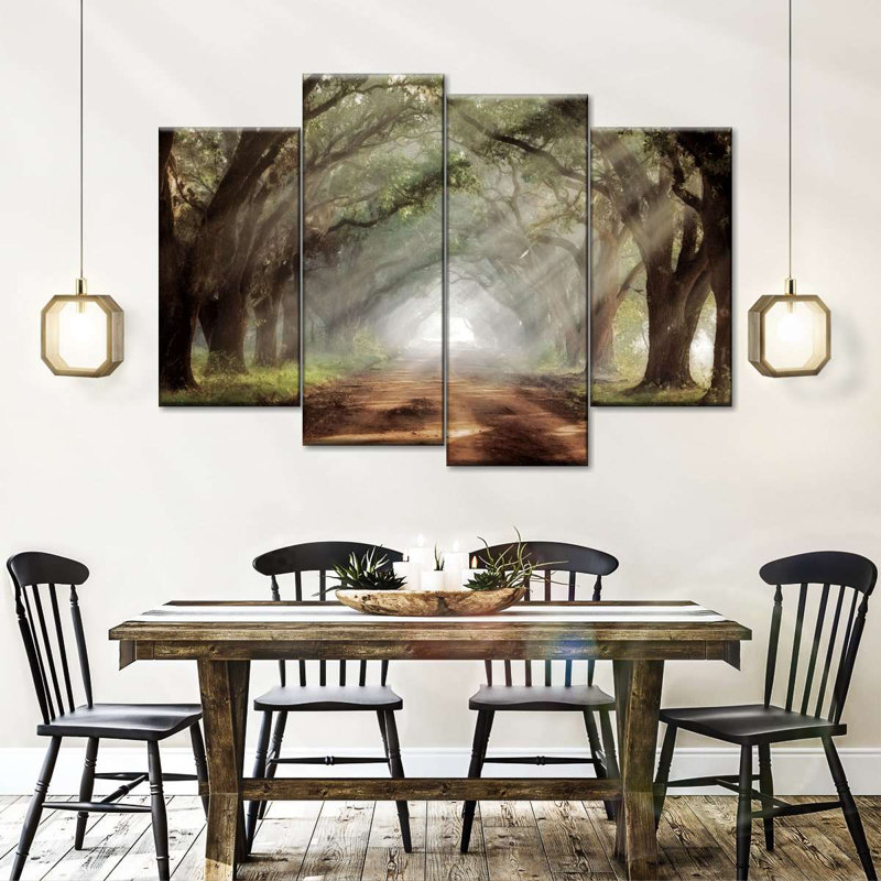 «Trees Evergreen Plantation», reproduction d'art sur toile 4 pièces, H 48 po x l 75 po