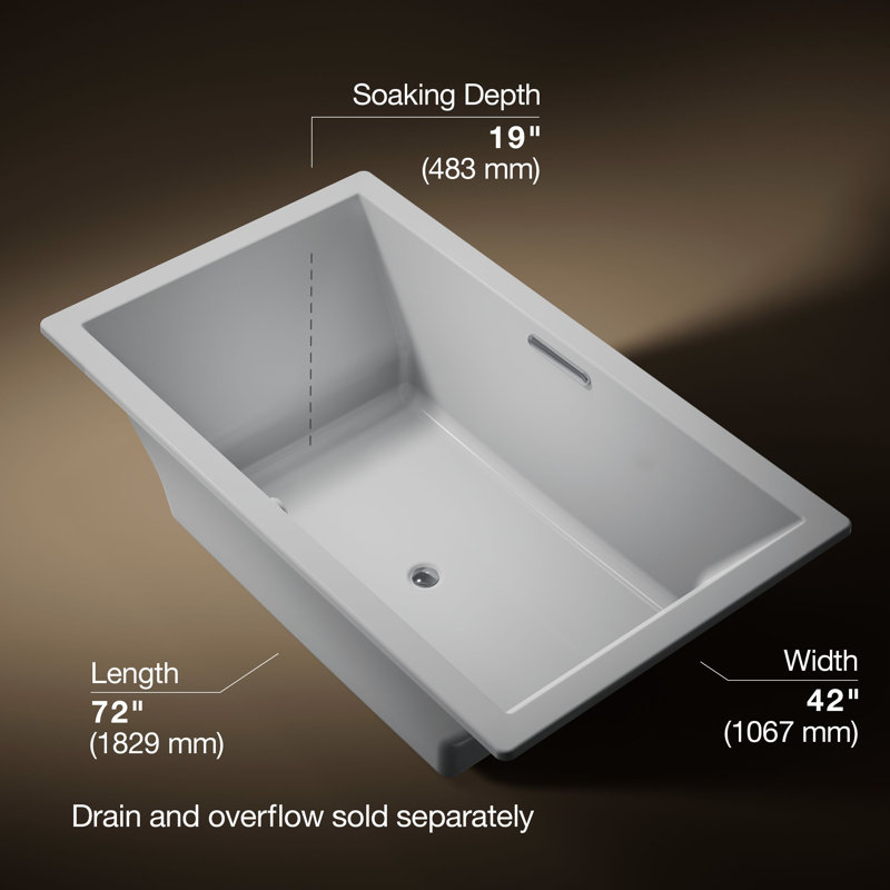 Underscore® 72" x 42" Soaking Bathtub, Ice Grey