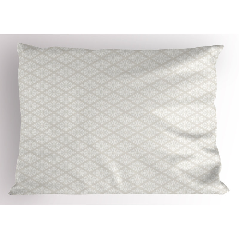 Ambesonne Damask Pillow Sham 2 Pack Simplistic Modernized Shapes Pale Eggshell White, 20"H x 26"W