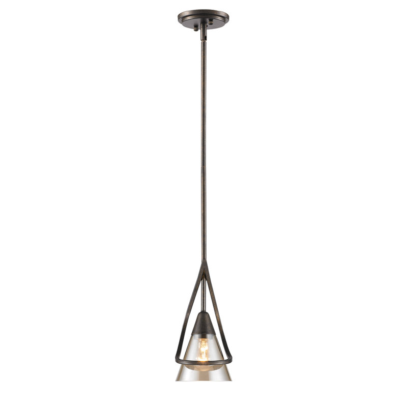 Luminaire suspendu conique à 1 lumière Lueseal, Sienne brûlée