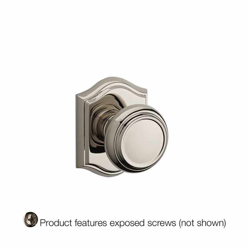 Traditional Single Dummy Door Knob with Arch Rose, Polished Nickel