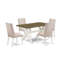 L'ensemble de table de cuisine 5 pièces pour 4 personnes comprend une table de salle à manger rectangulaire avec pieds en X et 4 chaises de salle à manger Parson en tissu crème, fini lin brossé blanc-116853669-116853671