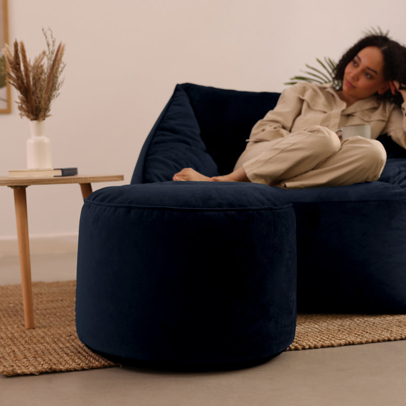 Milano Velvet Footstool, Dark Blue