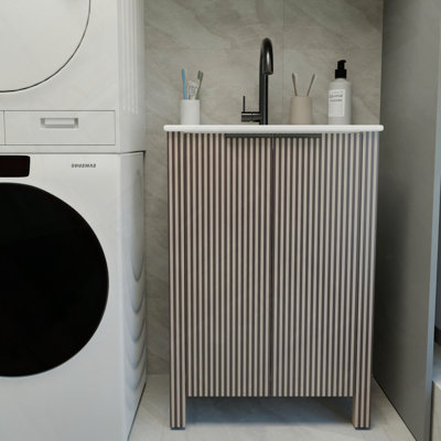 Ensemble de meuble-lavabo avec armoire et plateau en résine
