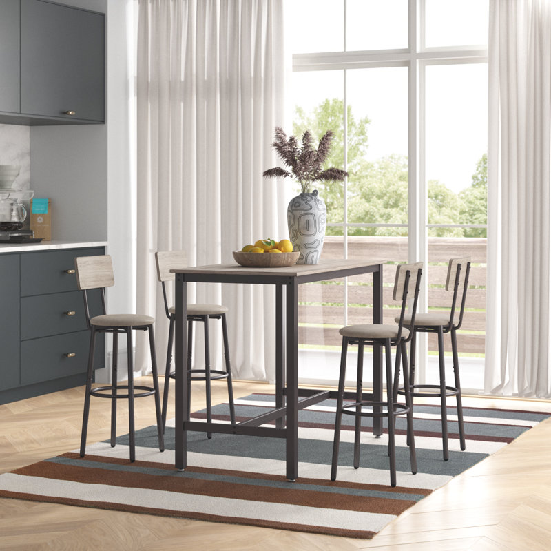 Poteat 4 - Person Dining Set, 34.65"H x 23.62"W x 47.24"L, Light Gray, 5
