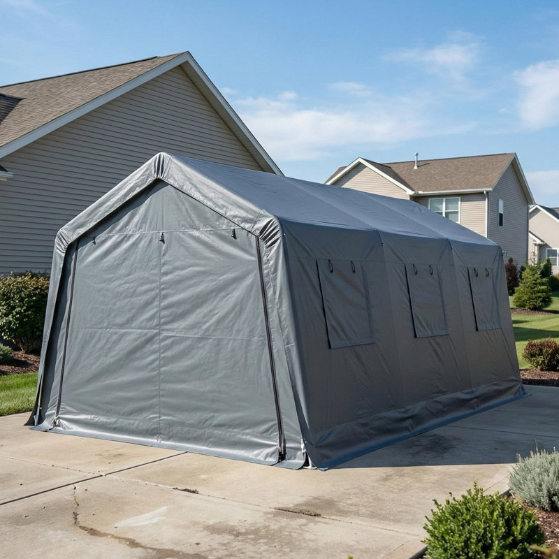 Abri d'auto 20 x 13 pi, garage portatif avec porte à enroulement et fenêtres