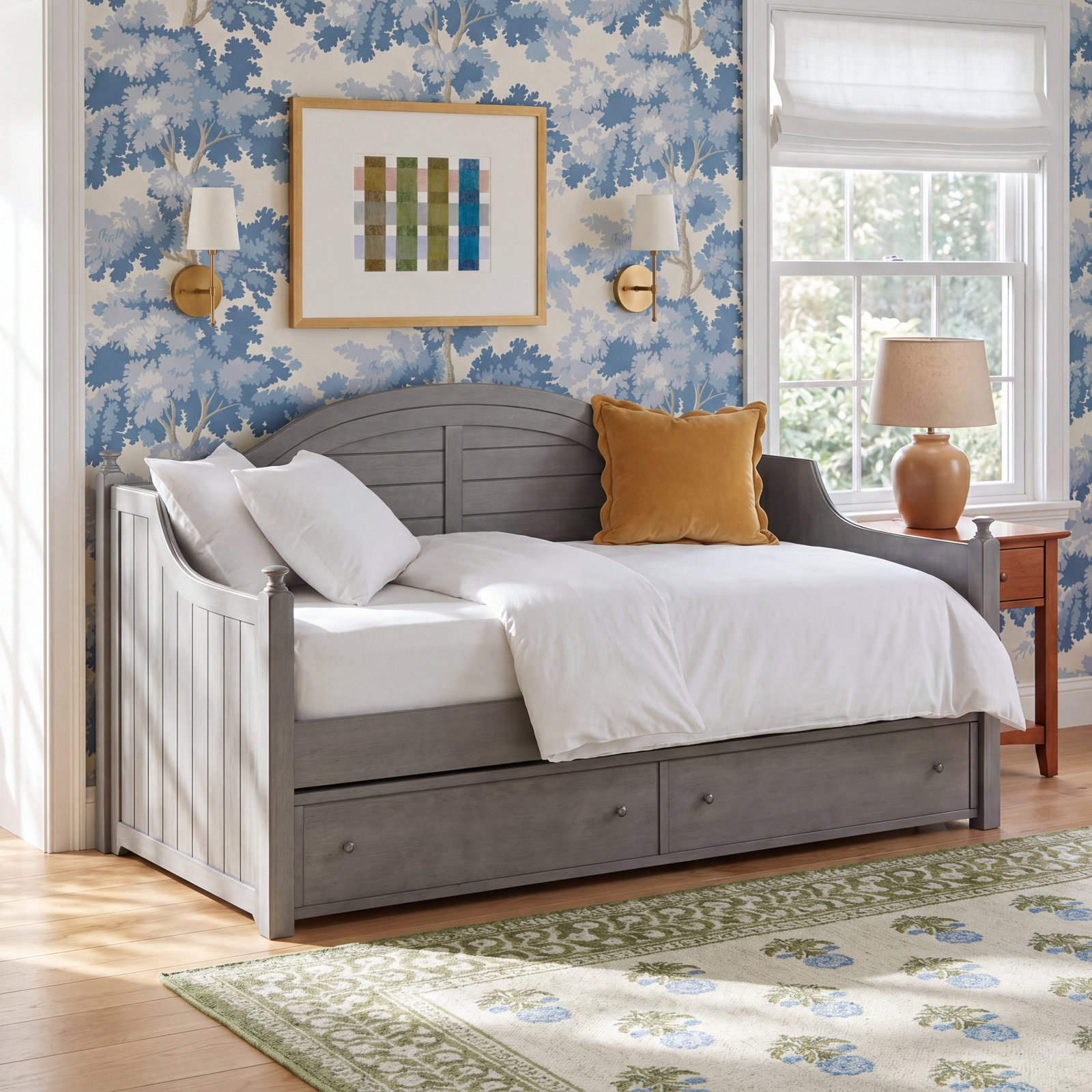 Delaria Daybed with Trundle - Twin, Antique Gray