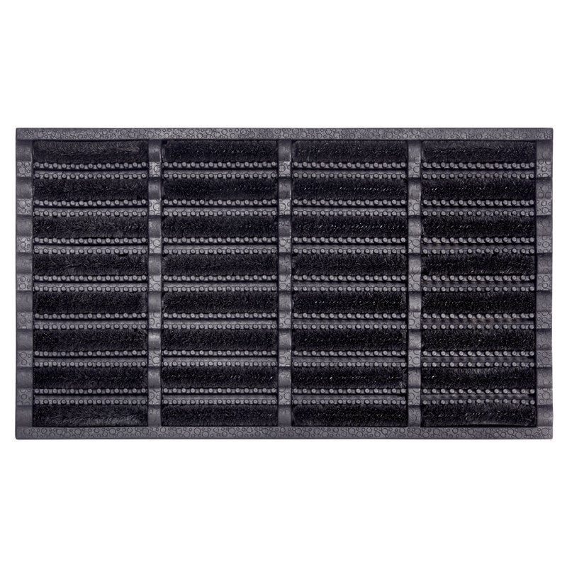Hanse Home Non-Slip Indoor Outdoor Door Mat, Rectangle 40 x 60  cm, Black