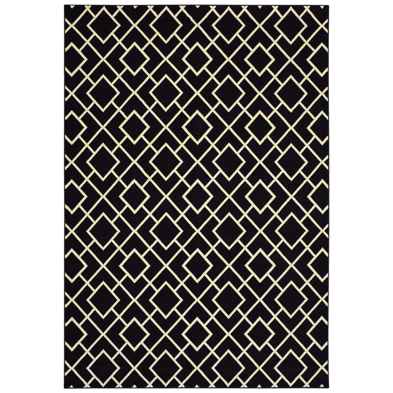 Tapis noir / beige Bernadet, Rectangle 9 pi 10 po x 12 pi 10 po