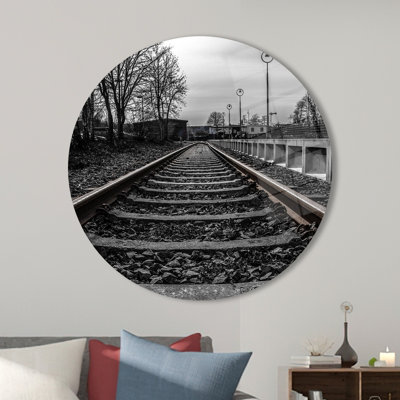 Train Tracks View Tempered Glass Wall Art For Home Decoration Featuring A Nostalgic Railway Print On Glass Ideal For Living Room Bedroom Or Office Decor
