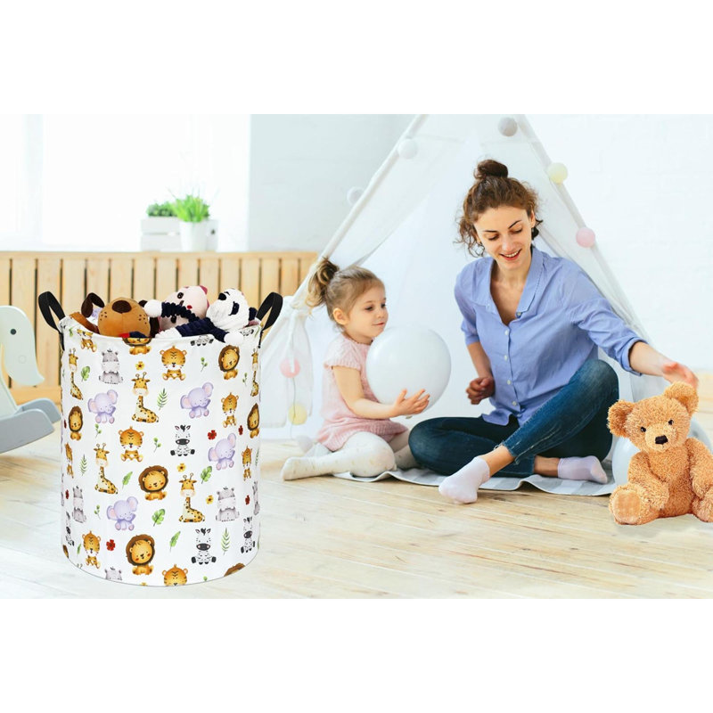 Round Tiger Animals Laundry Gift Basket Storage Hamper Clothes Storage Organizer Bins Shelf Basket With Handles For Room Decor