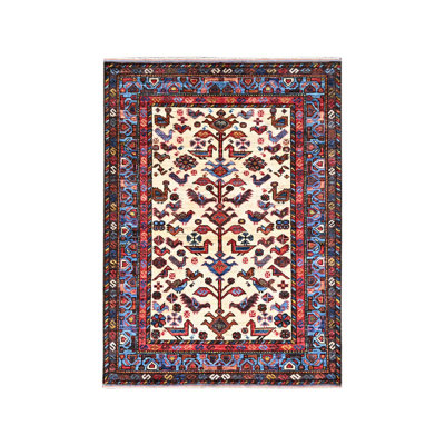 Tapis oriental rectangulaire en laine noué à la main 3 pi 6 po x 4 pi 10 po New