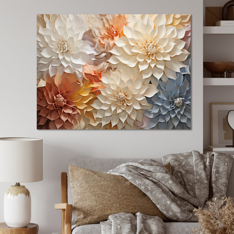 Bouquet de fleurs de Dahlia - reproduction d'art sur toile Dahlia, Toile tendue, 30'' H x 40'' W