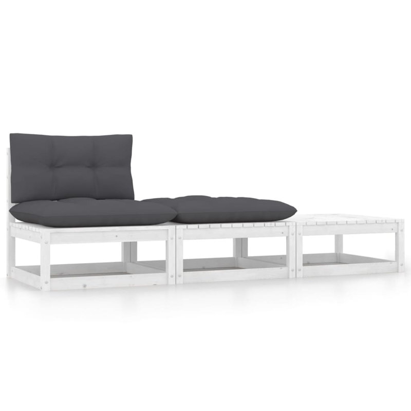 Pettus 27.6" Wide Pine Square Patio Sectional Set with Cushions