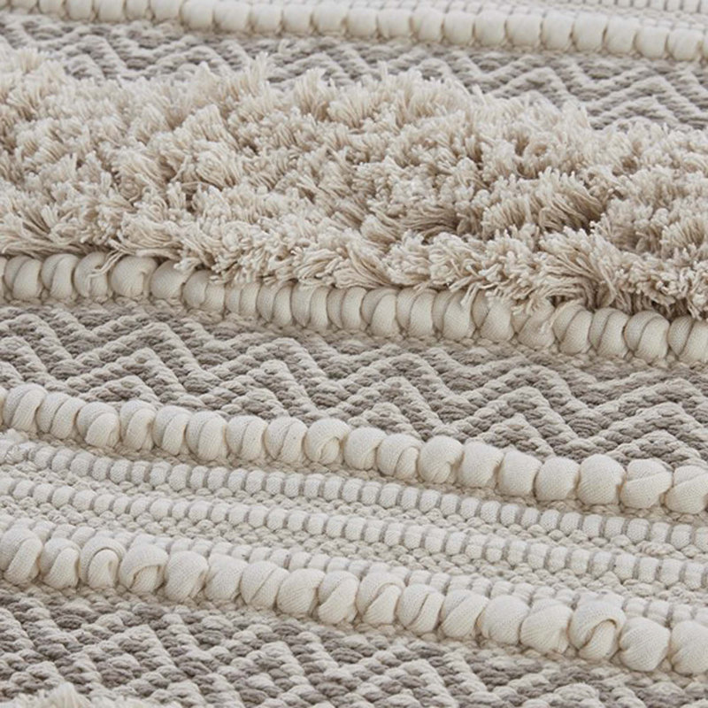 Bath Rug Hand-Woven Texture Shaggy Striped Soft & Water Absorbent Non-Slip 20X32, Natural, 22"W x 58"L