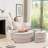 Oversized Round 5 Pillows Soft Chenille Sofa with Ottman-1364133853