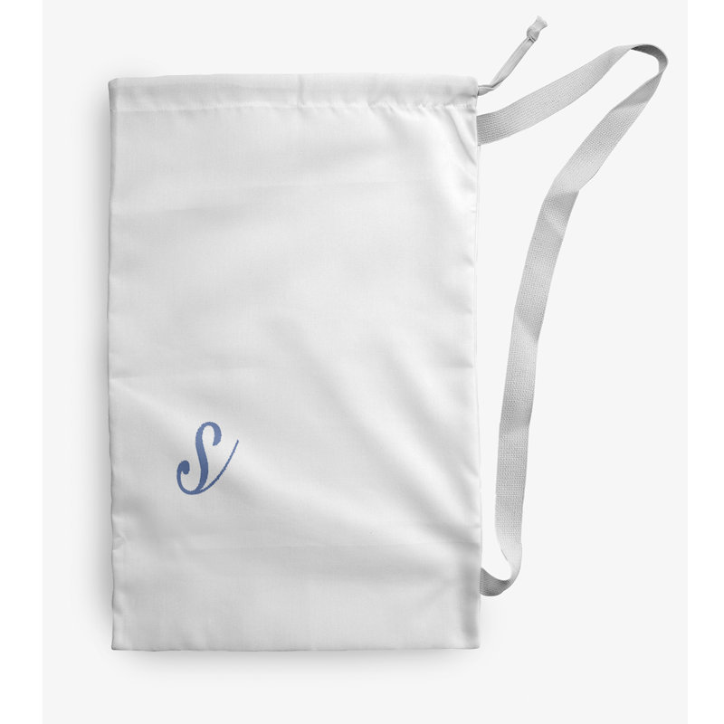 Sac à linge Monogram, Blanc / Bleu, Moyen (H 36 po x l 28 po)