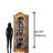 Wilshire Corner Curio Cabinet, Golden Oak Finish, Arched Bonnet, Mirrored Back, Crystal-Cut Glass Door