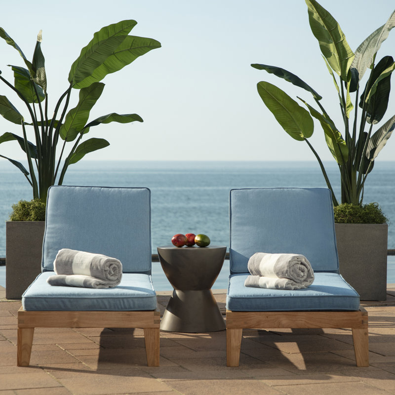 ARDEN Foam Outdoor Double Welted Chaise Lounge Cushion, 21 x 72, made with ProFoam, Rain-proof, Fade Resistant, Denim Blue