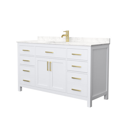 Meuble-lavabo simple autoportant avec plateau en marbre 60 po Beckett