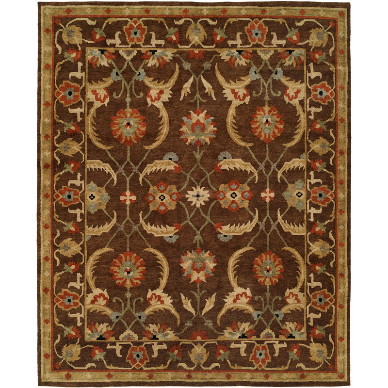 Ranbir Wool Oriental Area Rug in Brown, Rectangle 6' x 9'