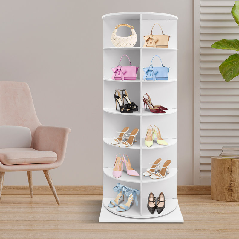 24 Pair  Rotating Shoe Rack, White