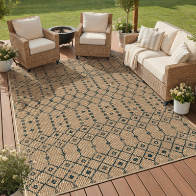 Geometric Textured Fade-Resistant Indoor / Outdoor Area Rug
