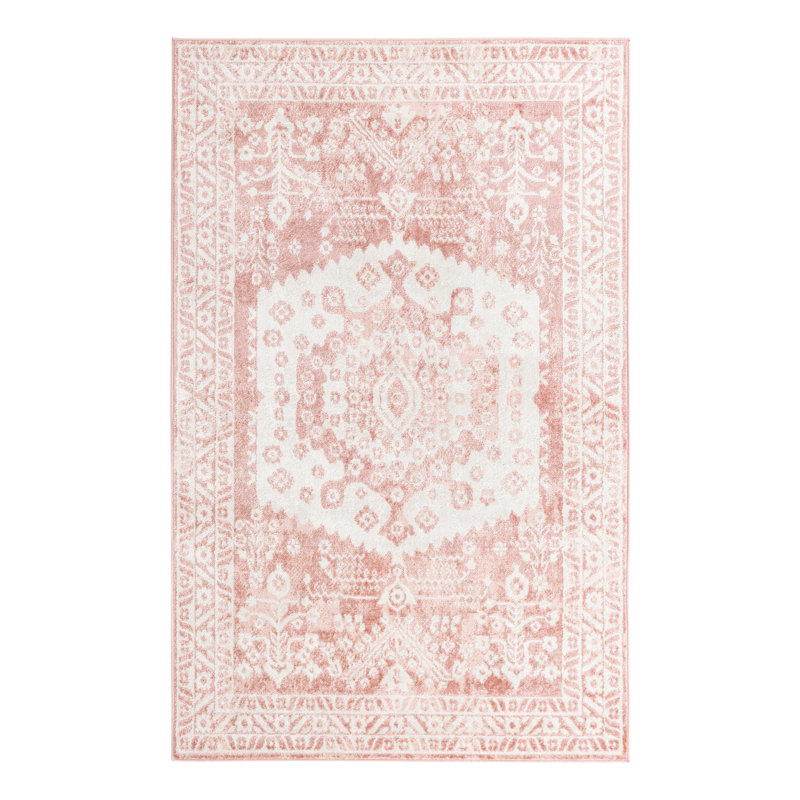 Tapis oriental rose / ivoire Braggs, Rectangle 5 pi 3 po x 8 pi