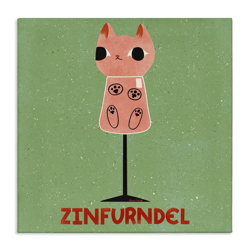 Toile Zinfurndel Feline Wine, design par Carrie Cantwell, H 30 po x l 30 po