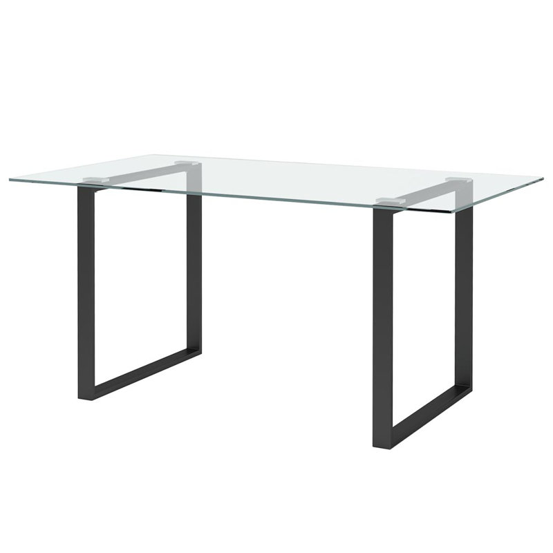 Deelda Glass Top Metal Base Dining Table