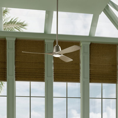 Volos II 3 Blade 54 Inch Ceiling Fan in Brushed Nickel with Distressed Antique Grey Blades