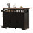 Black Kitchen Island, Drape Of Hanging Beads, Power Supply Station, 3 Cabinets, Doors, Rolling Wheels Island With Design, Beaded Drape, Socket, Drawers, Adjustable Shelves-587485914