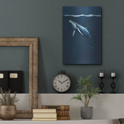 «Whale Blue Minimalist Design» par Momart, art mural en métal
