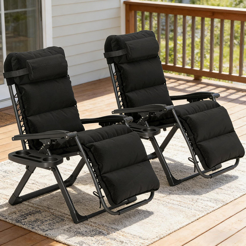 Ensemble de chaises longues inclinables et pliantes pour l'extérieur