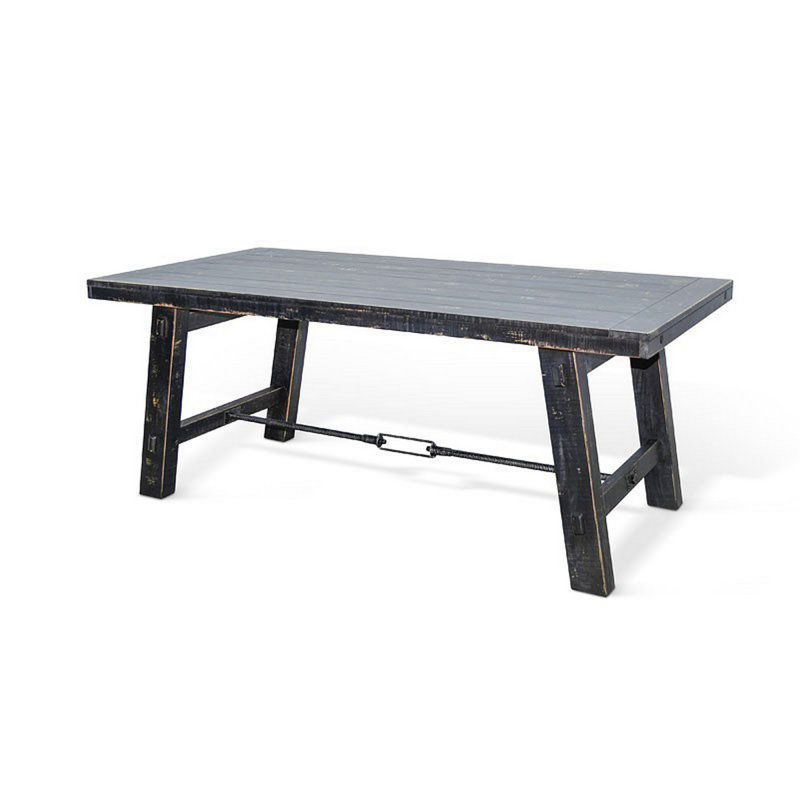 Black Mahogany Extendable Dining Table with Industrial Turnbuckles