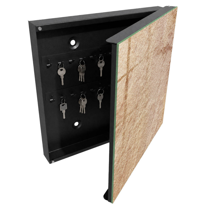 Key cabinet, Opens to the left, 30x30x5, White, Delicate structures of beige sandstone, 