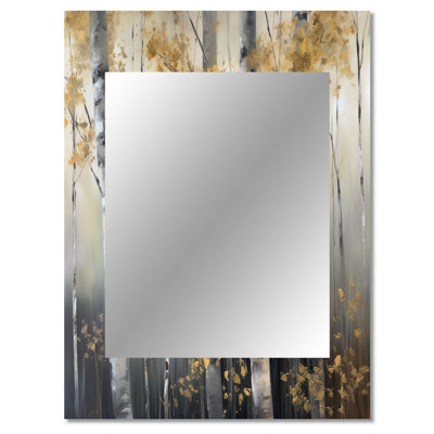 Birch Tree Dense Forest II - Tree Decorative Mirror, Modern Wall Mirror, Printed Metal Art