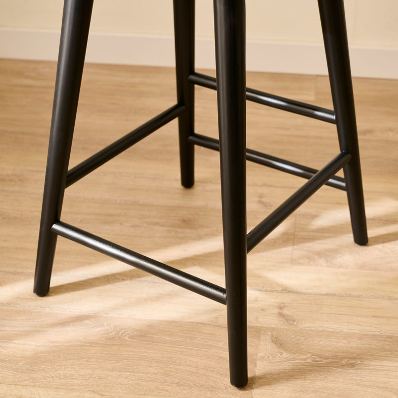 Counter Stool with Solid Wood Frame, Black