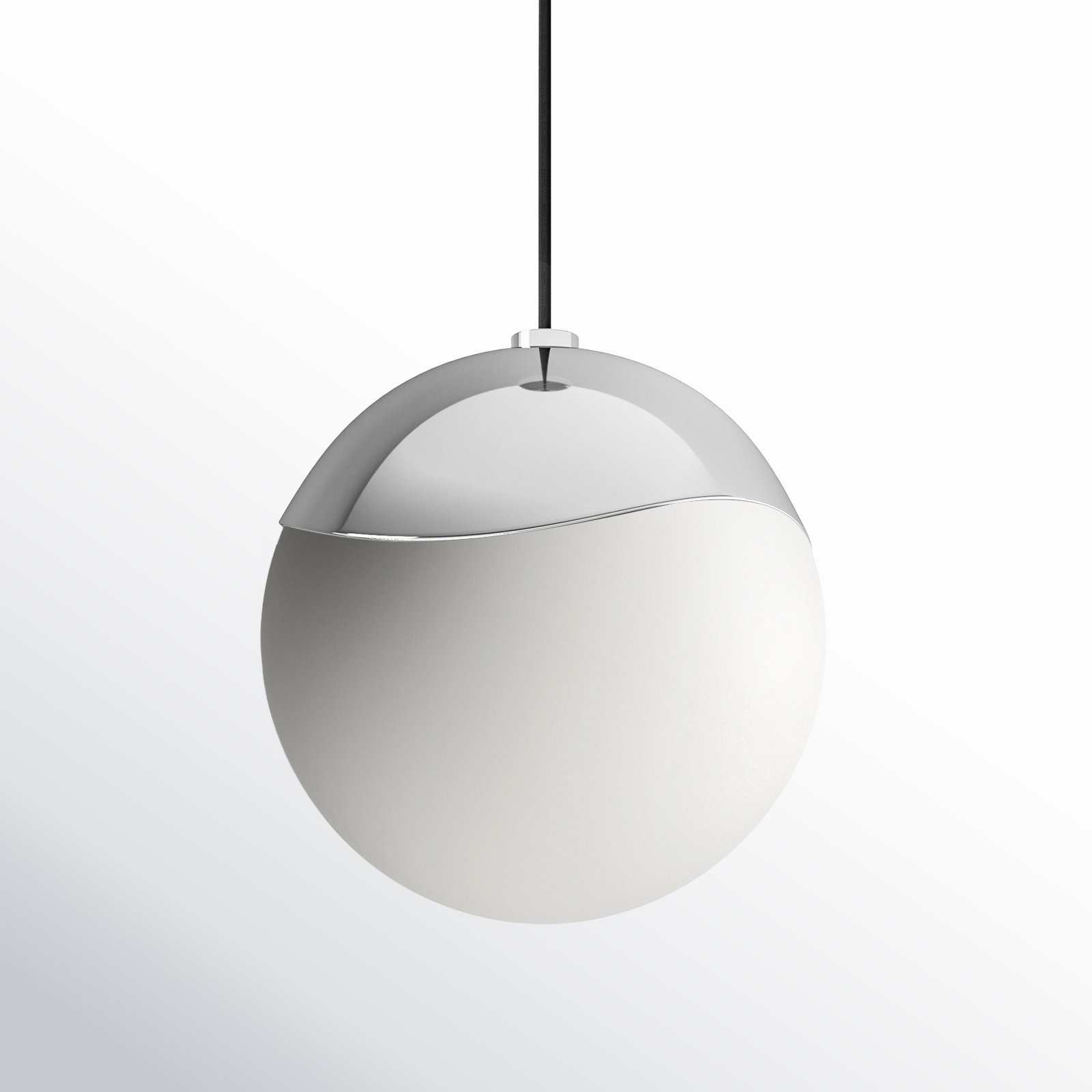 Taza Single Light Glass Dimmable Pendant, Polished Nickel, 8" H x 7.5" W x 7.5" D