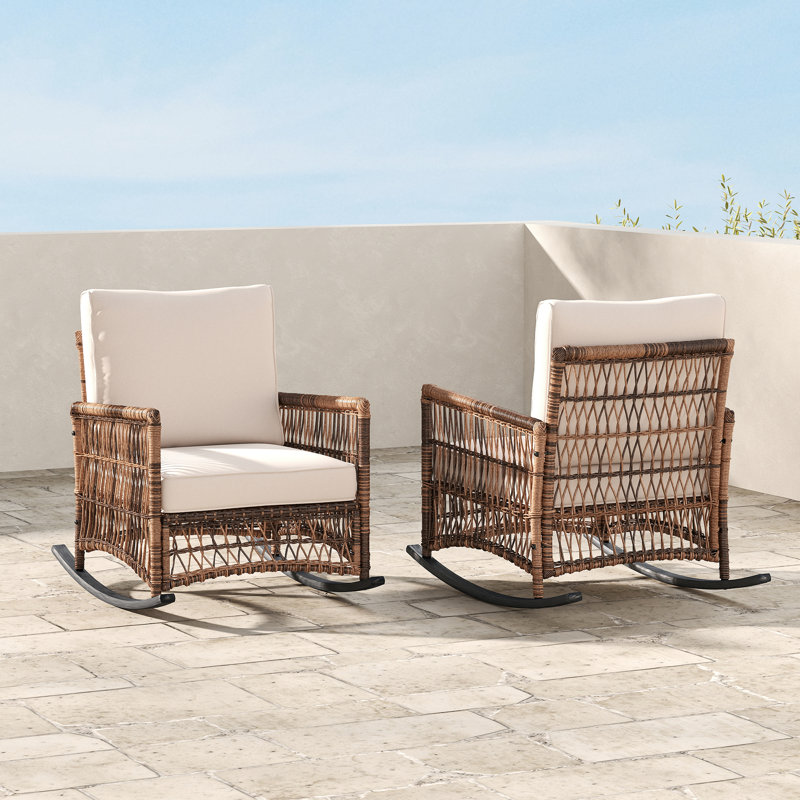 Chaise berçante d'extérieur avec coussins (ensemble de 2)