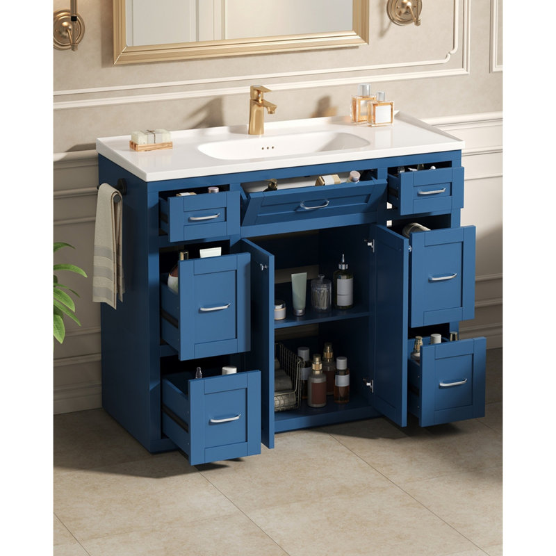 Meuble-lavabo de salle de bain avec lavabo en céramique