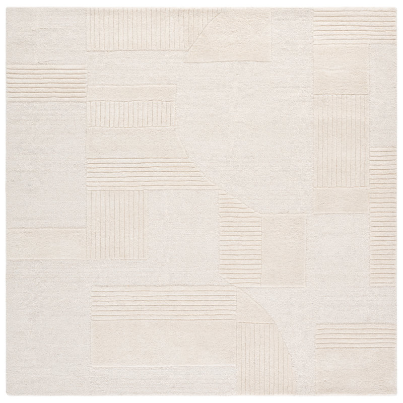 Laine touffetée à la main Harvest; Tapis d'intérieur en coton, Carré 6 pi