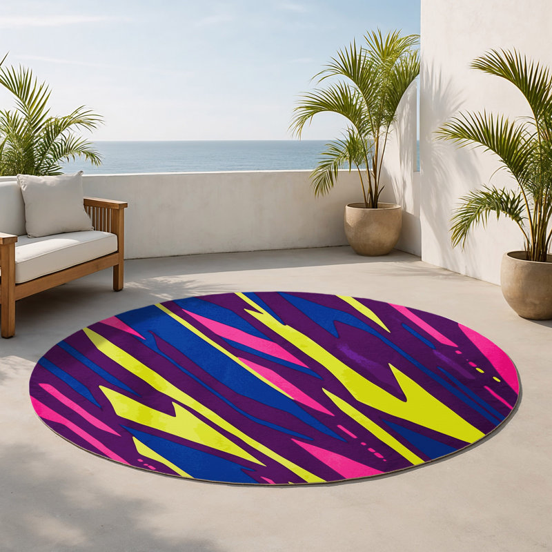 Tapis synthétique intérieur / extérieur synthétique Sunset, Rond 5 pi
