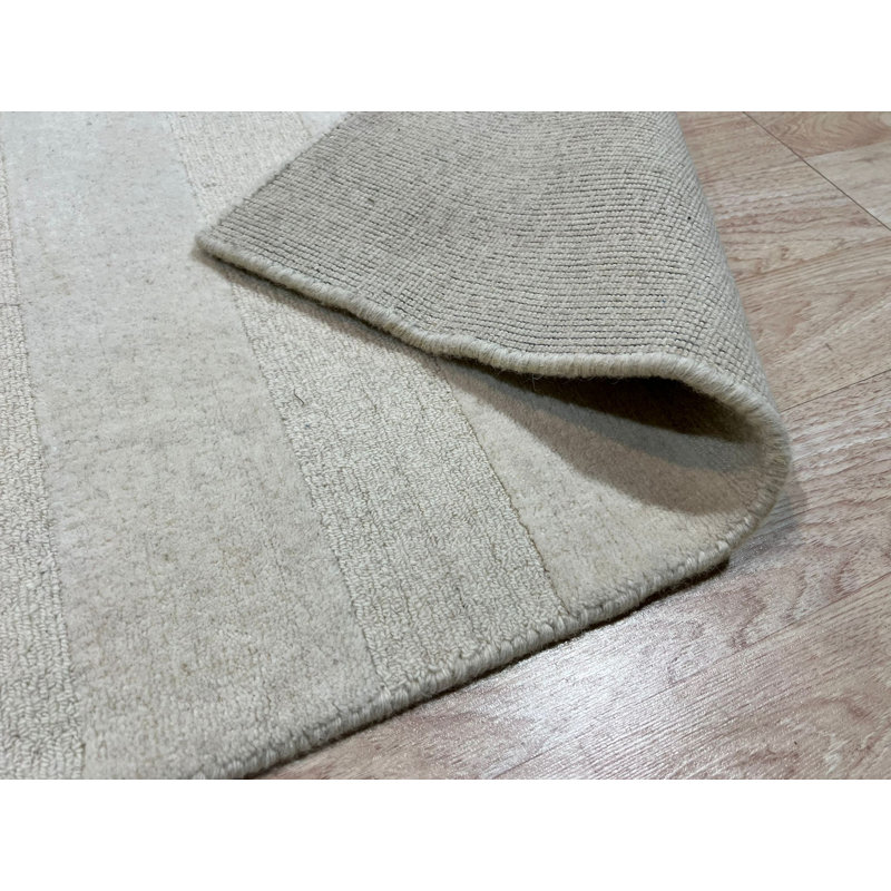 Tapis ivoire moderne en laine noué à la main, 10 pi x 14 pi