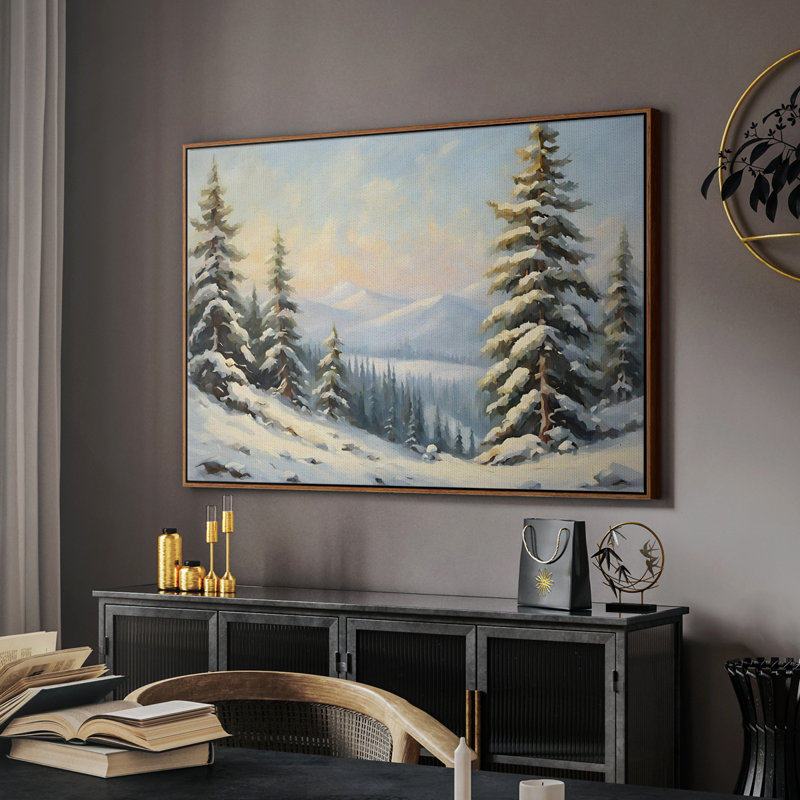 Paysage rétro - CCIV, H 27 po x l 41 po x P 2 po, Toile encadrée noyer flottant
